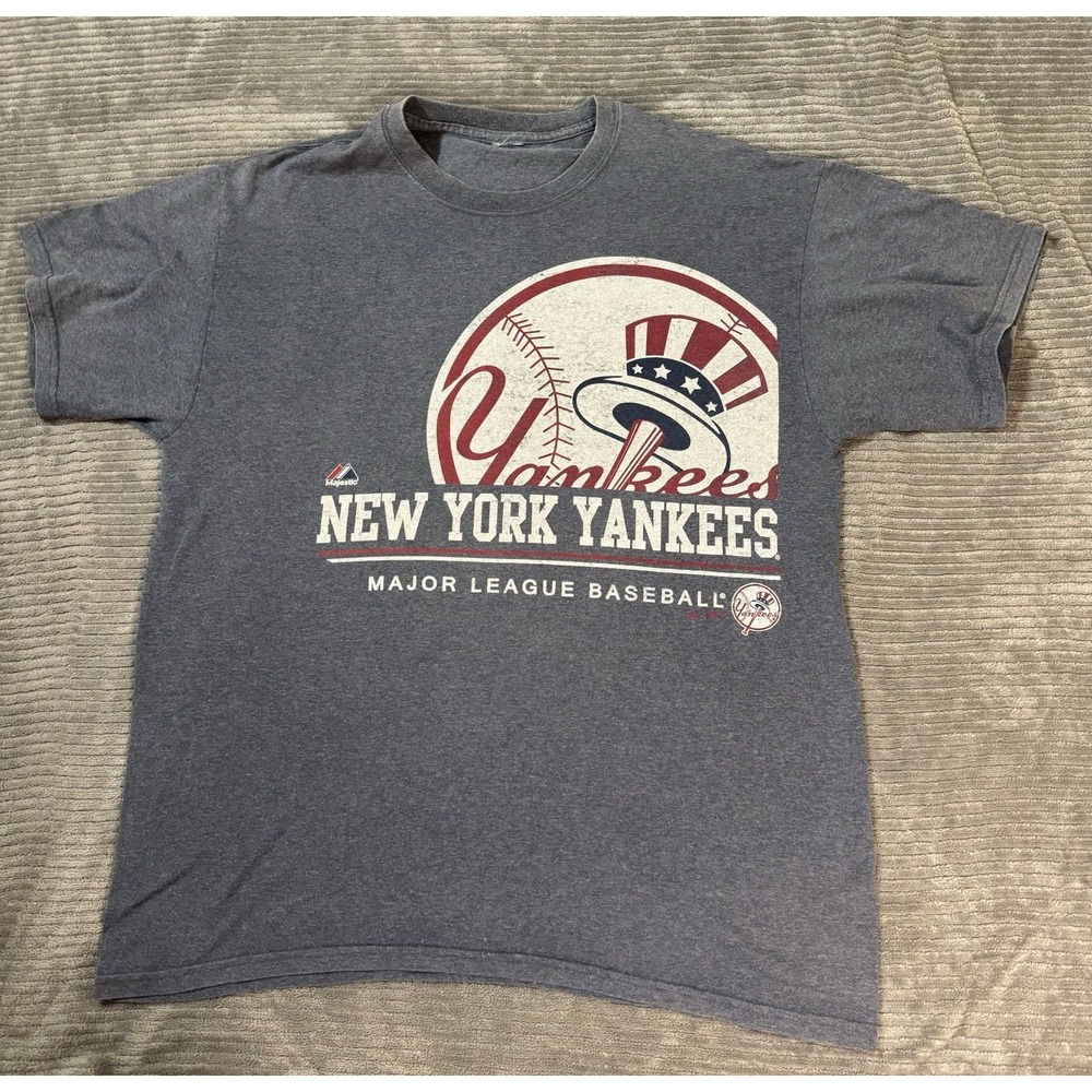 New York Yankees -‎ Majestic T-Shirt Tee Baseball Shirt Gray - Mens XL